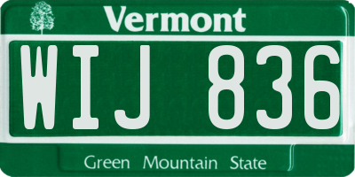 VT license plate WIJ836