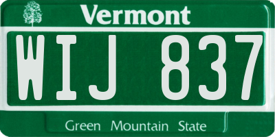 VT license plate WIJ837