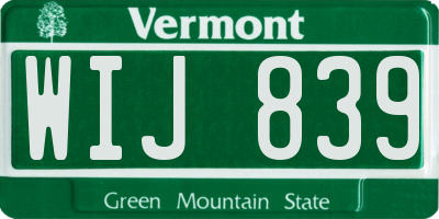 VT license plate WIJ839
