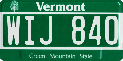 VT license plate WIJ840