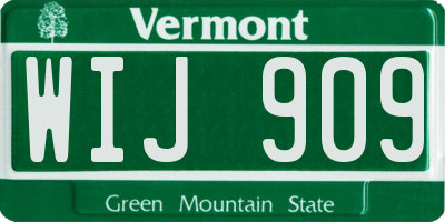 VT license plate WIJ909