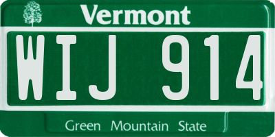 VT license plate WIJ914