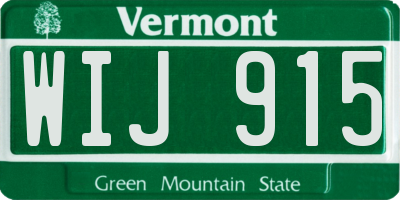 VT license plate WIJ915