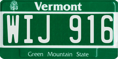 VT license plate WIJ916