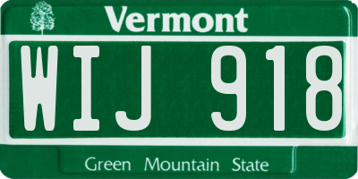 VT license plate WIJ918