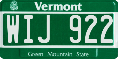 VT license plate WIJ922