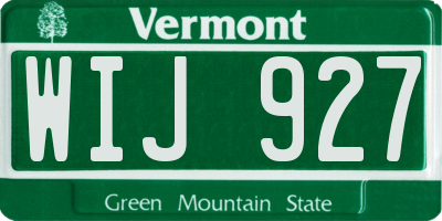 VT license plate WIJ927