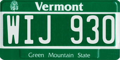 VT license plate WIJ930