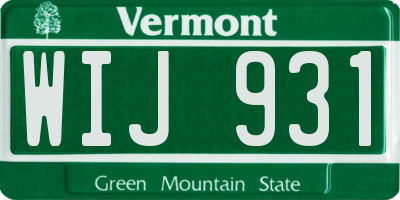 VT license plate WIJ931