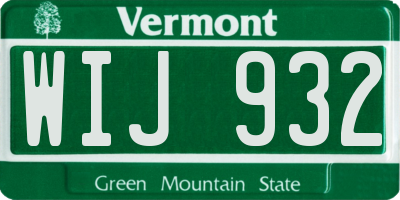 VT license plate WIJ932