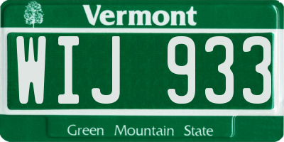 VT license plate WIJ933