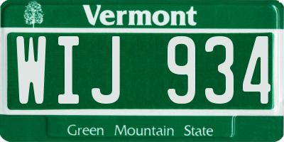 VT license plate WIJ934