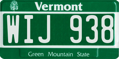 VT license plate WIJ938