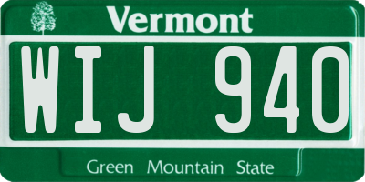 VT license plate WIJ940