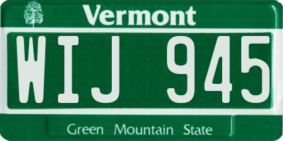 VT license plate WIJ945