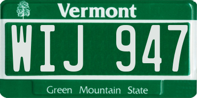 VT license plate WIJ947