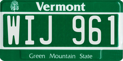 VT license plate WIJ961