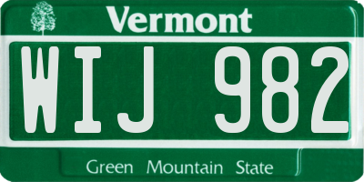 VT license plate WIJ982