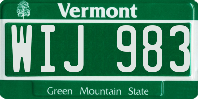 VT license plate WIJ983