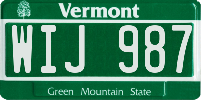 VT license plate WIJ987