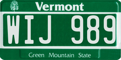VT license plate WIJ989