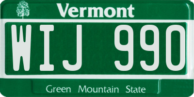 VT license plate WIJ990