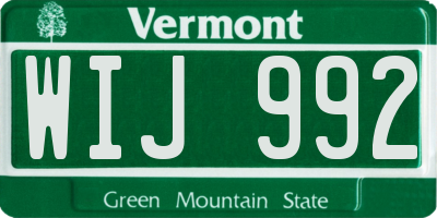 VT license plate WIJ992