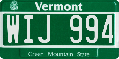 VT license plate WIJ994