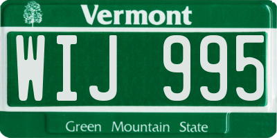 VT license plate WIJ995