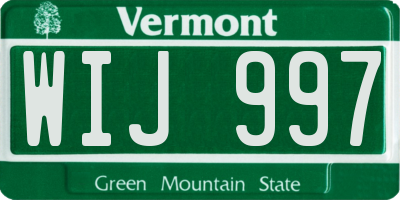 VT license plate WIJ997