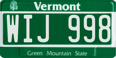 VT license plate WIJ998
