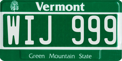 VT license plate WIJ999