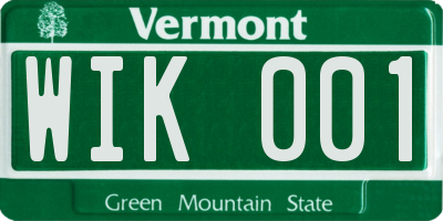 VT license plate WIK001
