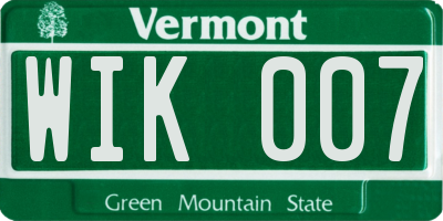 VT license plate WIK007