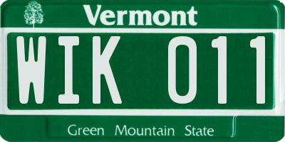 VT license plate WIK011