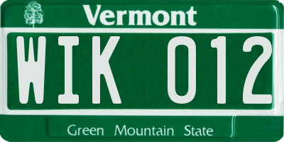 VT license plate WIK012