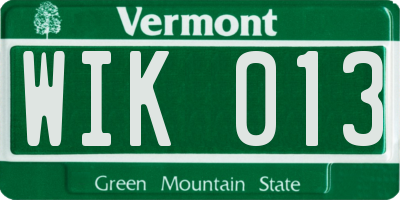VT license plate WIK013