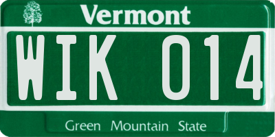 VT license plate WIK014
