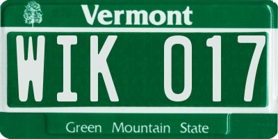VT license plate WIK017