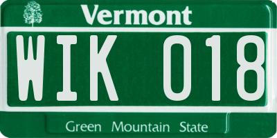 VT license plate WIK018