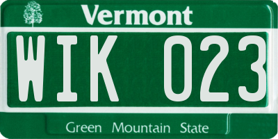 VT license plate WIK023