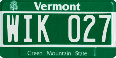 VT license plate WIK027