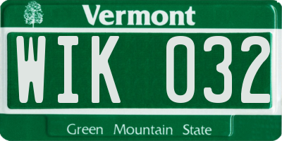 VT license plate WIK032