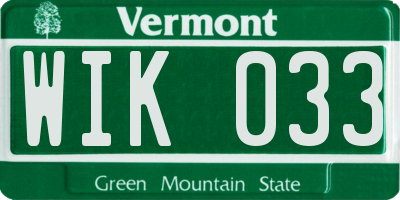 VT license plate WIK033