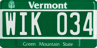 VT license plate WIK034