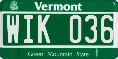 VT license plate WIK036