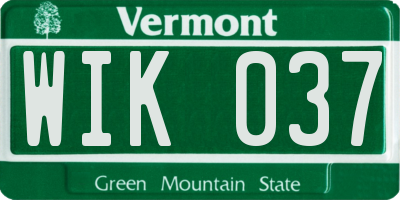 VT license plate WIK037