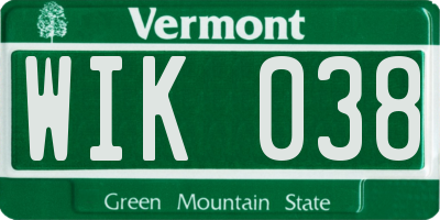 VT license plate WIK038