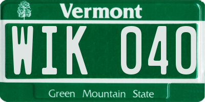 VT license plate WIK040