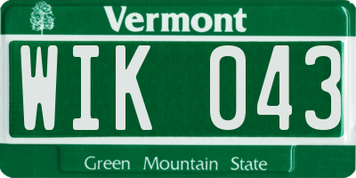VT license plate WIK043
